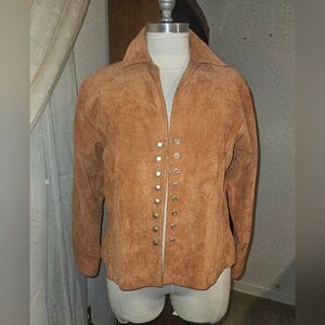Coldwater Creek Suede Jacket with Silver Snap Buttons
